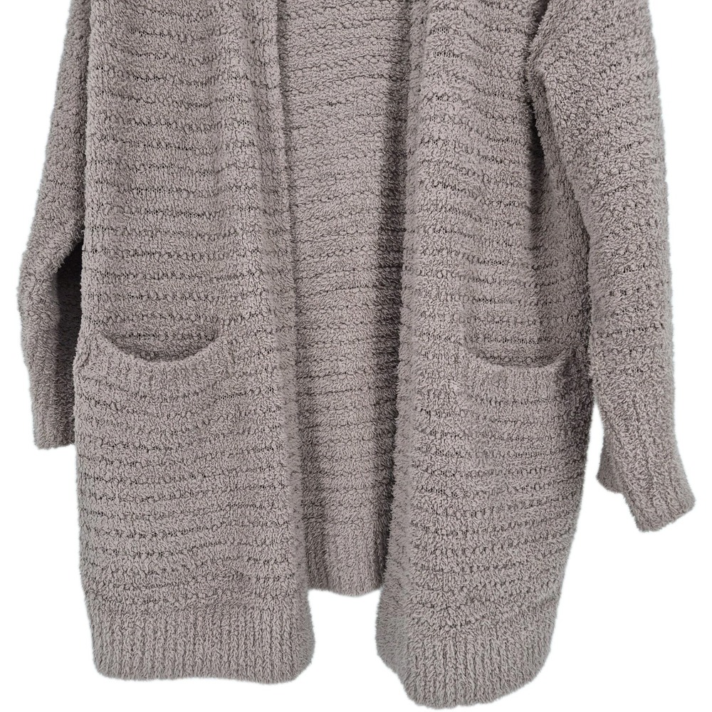 Barefoot Dreams CozyChic Boucle Welt Pocket Cardigan Sweater Taupe Sz S - Picture 3 of 11
